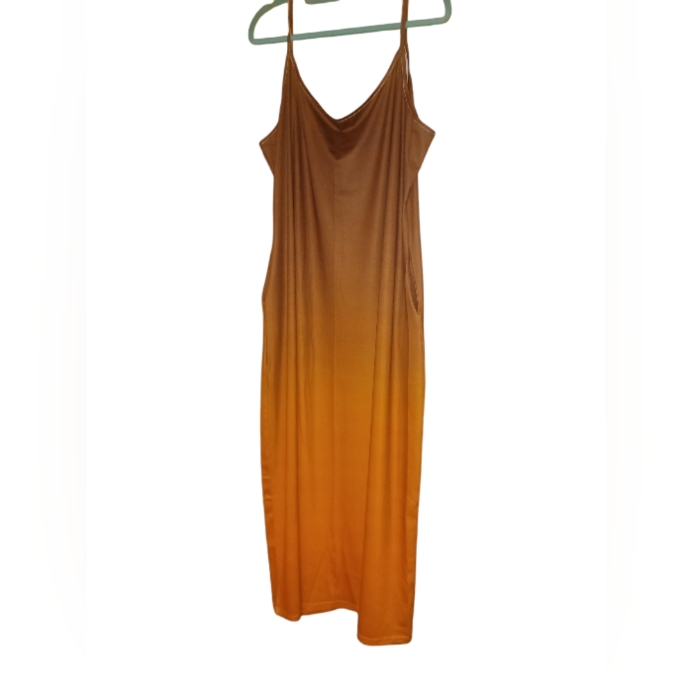 3XL Long Brown Ombre Maxi Dress